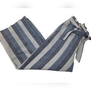 Lauren Conrad Wide Leg Linen Striped Cropped Pants Size‎ Small Women's